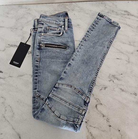 Hudson Jeans High Rise Moto Zipper Blue Jeans 25 NWT - Picture 4 of 8